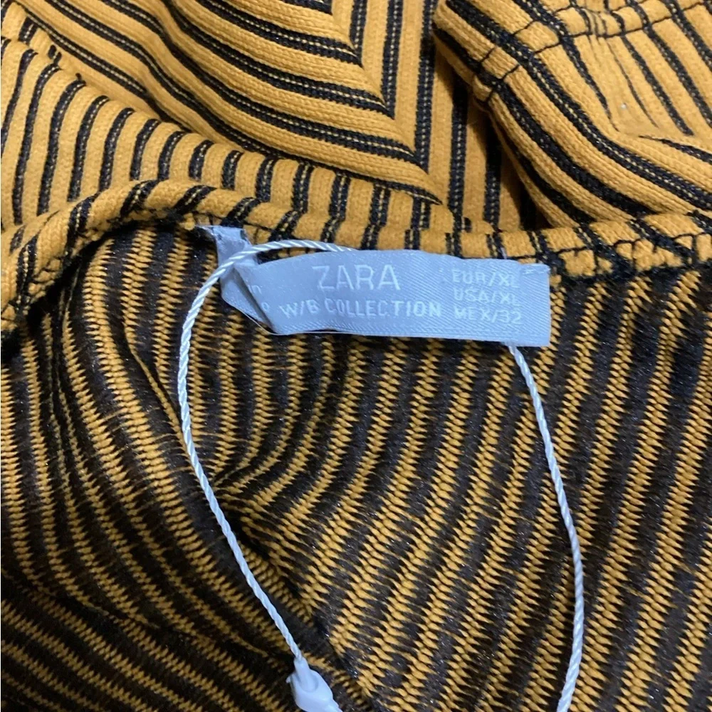 Zara NWOT Ribbed  Striped Dress Fit and Flare Half Sleeve size XL - Picture 7 of 8